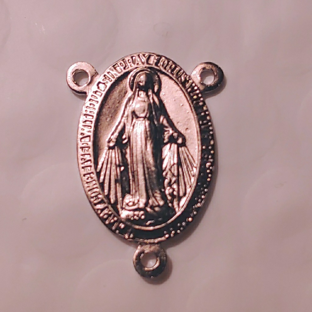 Silver Mother Mary Miraculous Medal for Rosary
